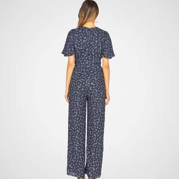 LIKE NEW: Greylin Printed Short Sleeve Jumpsuit with Tie Waist - Size XS - Picture 2 of 3